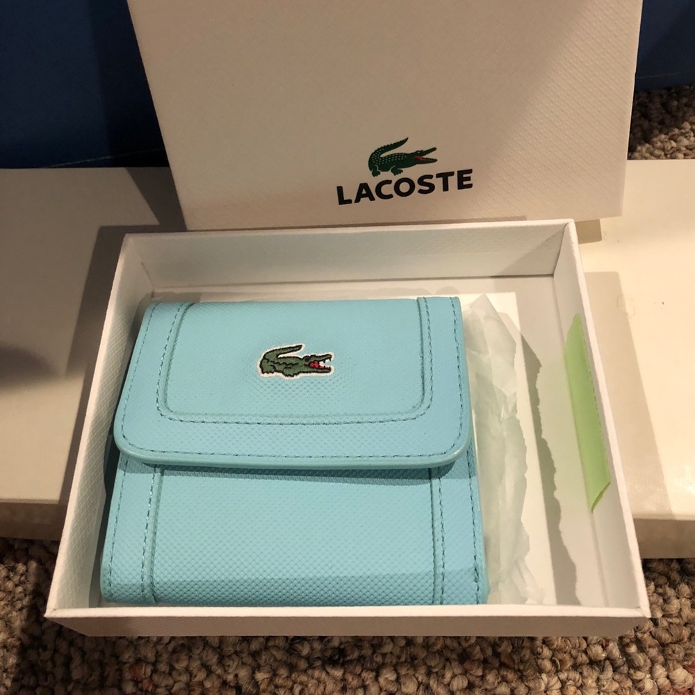 New in box Lacoste wallet aqua